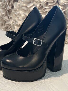 JEFFREY CAMPBELL (Adorelee) Black, Mary Jane Platforms